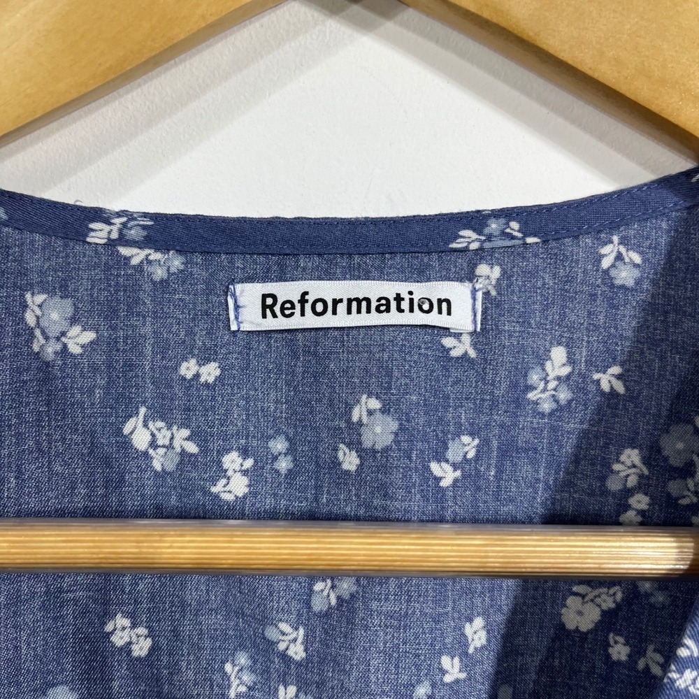 Reformation Cottagecore Feminine Floral Button Front Puff Sleeve Blouse Size 4 - Picture 6 of 10